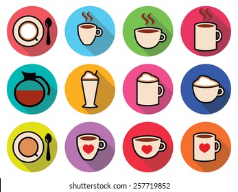 Coffee vector icons set in color