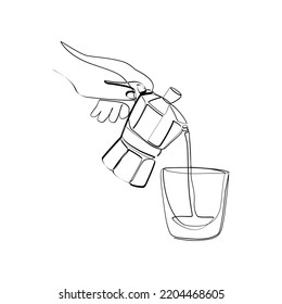 Coffee vector illustration drawn in line art style