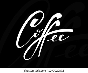 Coffee. Vector illustration of handwritten lettering. Vector elements for coffee shop, market, restaurant menu and shop.