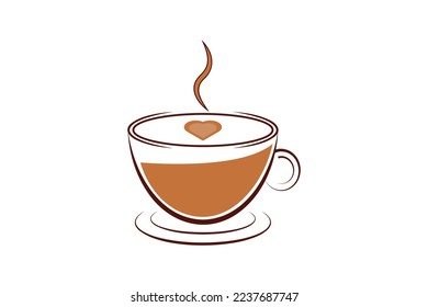 Coffee vector illustration with love shape.