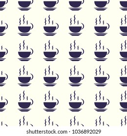 Coffee vector illustration on a seamless pattern background. Set of elements