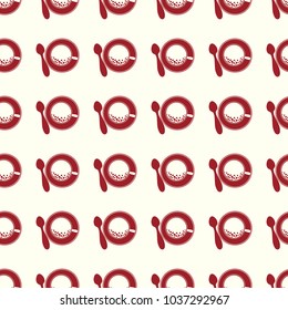 Coffee vector illustration on a seamless pattern background. Set of elements