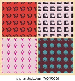 Coffee vector illustration on a seamless pattern background. Set of elements