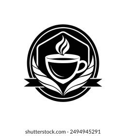 coffee vector illustration silhouette logo design black and white color 