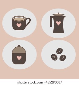 Coffee vector illustration.Coffee outline icons set