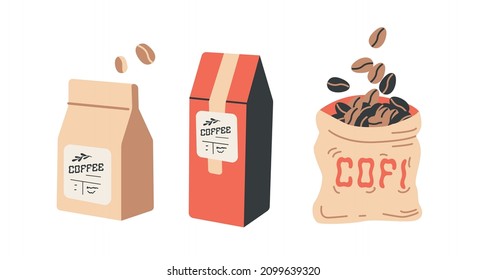 Kaffee-Vektorgrafiken einfache minimalistische flache Design-Stil. Design-Elemente für Projekte, Kaffeebohnen-Verpackungen, verschiedene Kaffeezubereitungswerkzeuge, trendige Boho-Café-Branding-Doodles