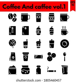 coffee vector line icons set