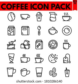 conjunto de iconos de línea de vector de café