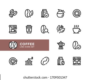 Coffee vector line icons. Simple set of outline symbols, graphic design elements. Line icons