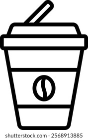 Coffee Vector Lineal Icon On White Background.