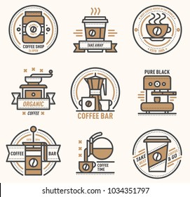 Coffee vector logo badge monogram design cafe sign coffeeshop monogram and restaurant symbol retro food drink coffee monogram business menu badge shop sticker icon
