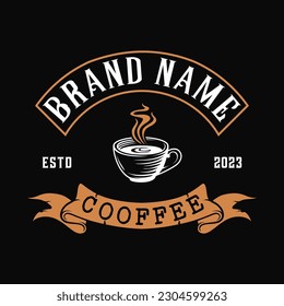 coffee vector logo design. coffee cup with ribbon decoration, suitable for coffee shops, cafes, etc