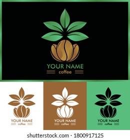 Coffee vector logo, gold shape and monochromatic one. with the addition of leaf embellishments, design concepts, logos, logo type elements for the template.
