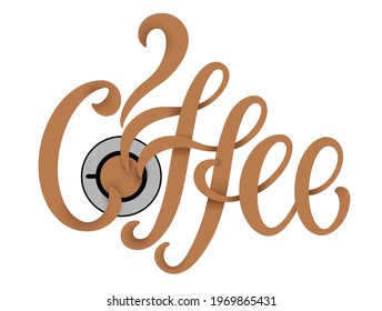 Coffee vector logo, typography. Advertising poster or template design. Modern lettering logotype, coffee signboard. Design elements. Vector illustration.