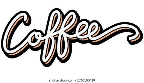 Logo del vector del café, tipografía, signo en blanco y negro. Afiche publicitario o diseño de plantilla. Logotipo de grabado moderno, placa de café. Elementos de diseño. Ilustración vectorial.
