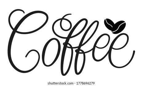 Coffee vector logo, typography, sign in black and white. Advertising poster or template design. Modern lettering logotype, coffee signboard. Design elements. Vector illustration. I like coffee