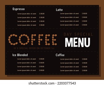Coffee Vector Menu Design For International Coffee day