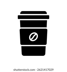 Coffee Vector for Morning Beverage and Hotel Service. Coffee cup illustration. Room service drink icon for breakfast. Glyph Icon