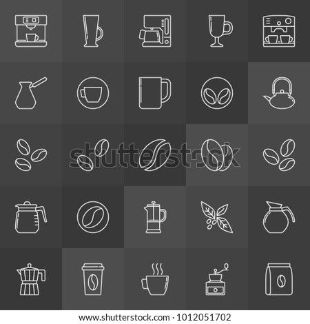 Coffee vector outline concept icons on dark background