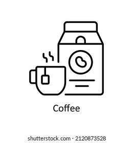 Coffee vector Outline icon for web isolated on white background EPS 10 file