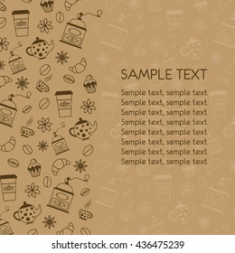 Coffee vector pattern. Coffee background.