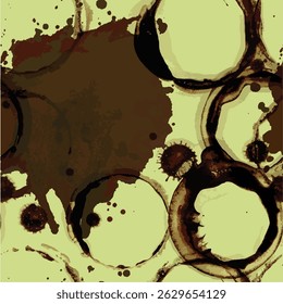Coffee vector pattern set. Coffee paint stains, splashes and scratches isolated on fixed background. Coffee cup marks.