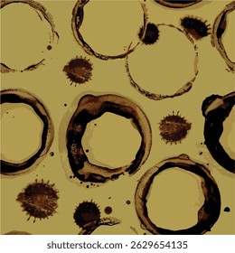 Coffee vector pattern set. Coffee paint stains, splashes and scratches isolated on fixed background. Coffee cup marks.