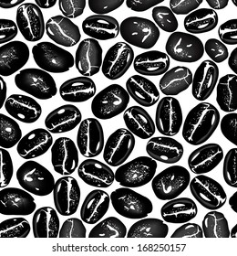 Coffee vector seamless beans background. Vector illustration