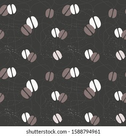 Coffee vector seamless design with scratch vintage texture.
