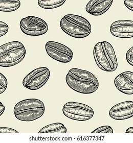 Coffee. Vector seamless pattern. Vintage style illustration