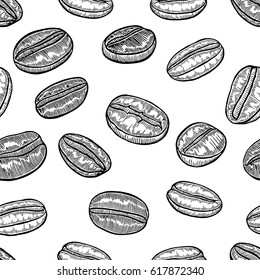 Coffee. Vector seamless pattern. Vintage style illustration