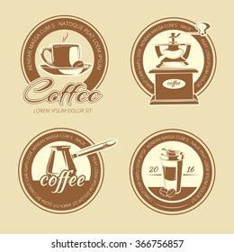 coffee vector set of emblems, labels, badges, logos