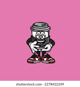 coffee vector smoking joint hold nug weed cartoon