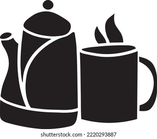 Coffee Vector Stencil, Black and White