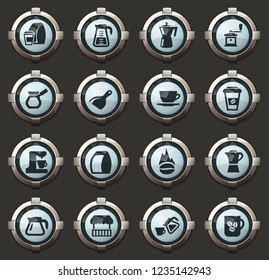 Coffee vector stylish round buttons for mobile applications and web