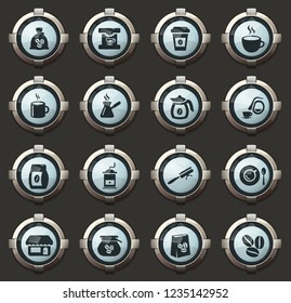 Coffee vector stylish round buttons for mobile applications and web