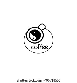 Coffee vector symbol. Logo the cafeteria on a white background. Feng Shui symbol