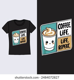 coffee vector T-shirt illustration .