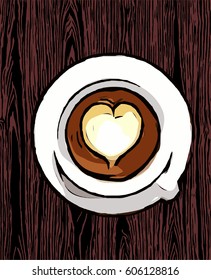 coffee vector with wood  brown