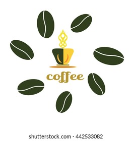 Coffee vectorlogo for cafe, bar, shop. Vector illustration with frame