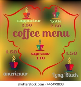 Coffee vectorlogo for cafe, bar, shop. Vector illustration with frame