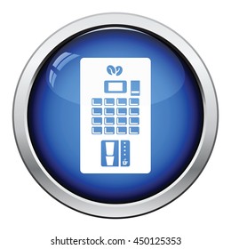 Coffee vending machine icon. Glossy button design. Vector illustration.