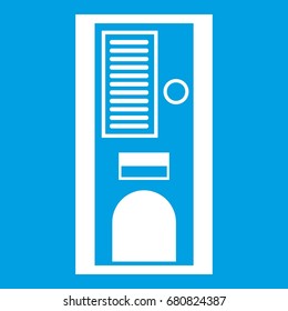 Coffee vending machine icon white isolated on blue background vector illustration