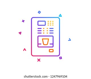 Coffee vending machine line icon. Hot drink sign. Fresh beverage symbol. Gradient line button. Coffee vending icon design. Colorful geometric shapes. Vector