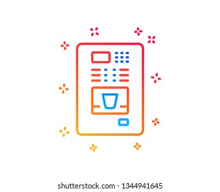 Coffee vending machine line icon. Hot drink sign. Fresh beverage symbol. Gradient design elements. Linear coffee vending icon. Random shapes. Vector