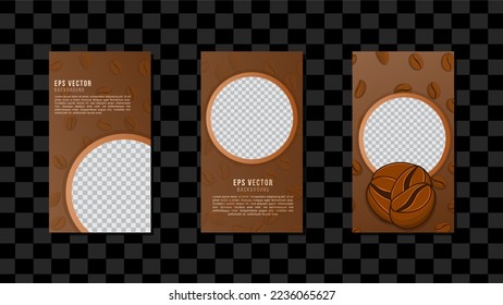 Coffee Vertical Social Media Template Design Abstract Background EPS 10 Vector used for Cafe Coffee Shop Banner