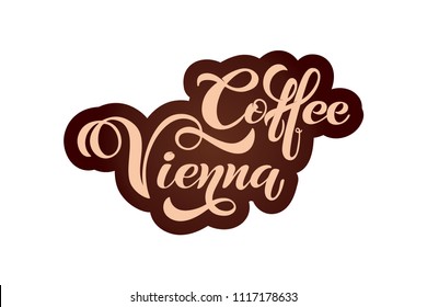 Coffee vienna logo. Handwritten lettering design elements. Template and concept for cafe, menu, coffee shop. Vector illustration.
