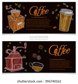 Coffee vintage banners hand drawn vector