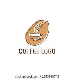 Coffee vintage logo, Hand draw of coffee. Hand drawn vintagelogo.