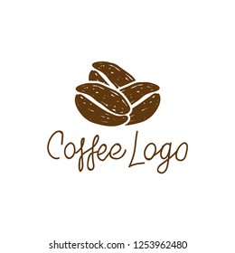 Coffee vintage logo, Hand draw of coffee. Hand drawn vintagelogo.
